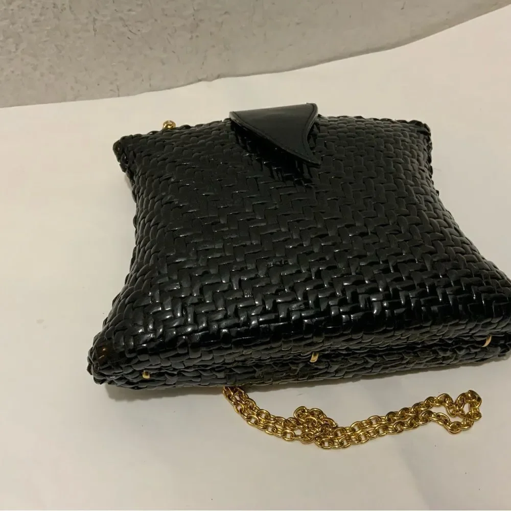 Impulse by SHARIF Leather & PVC Handwoven Basket Weave gold chain